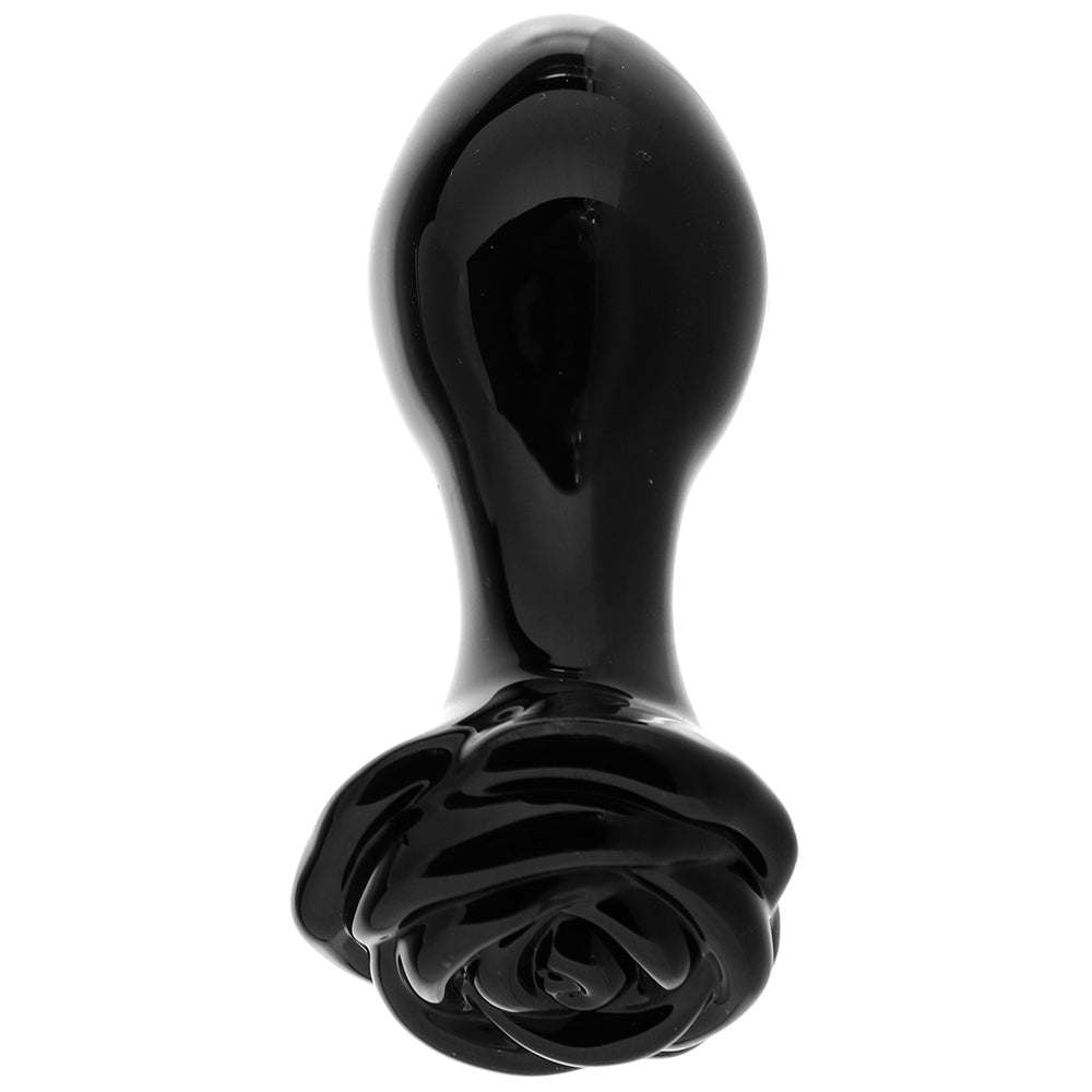 Crystal Glass Rose Plug in Black