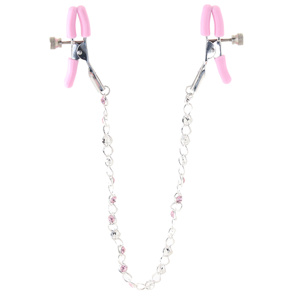 Nipple Play Crystal Chain Nipple Clamps In Pink Pinkcherry