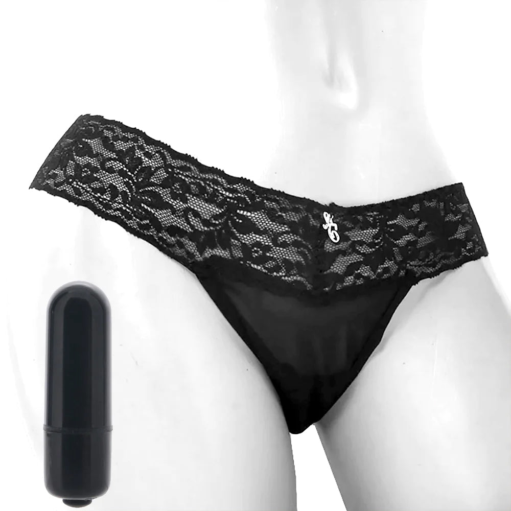 Vibrating Panties with Hidden Vibe Pocket Black /M