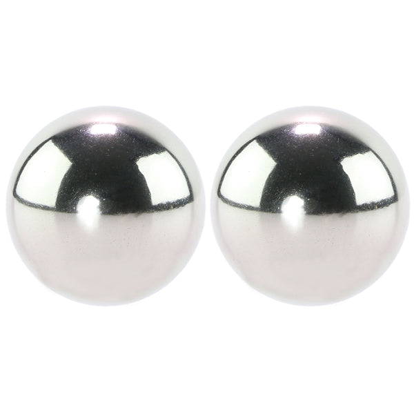 Metallic Weighted Steel Orgasm Balls in Silver PinkCherry